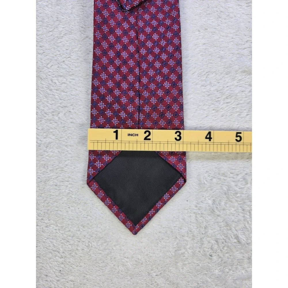 Stafford Silk Tie Red Blue Geometric Pattern Classic Business Formal Necktie